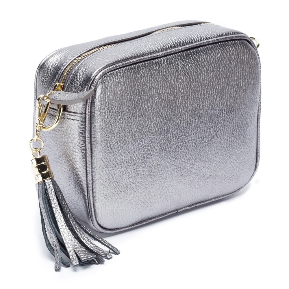 Elie Beaumont tassel crossbody bag in pewter with 2 straps. Brand new!